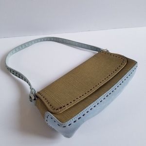 Liz Claiborne Small Handbag Jute & Pale Blue
